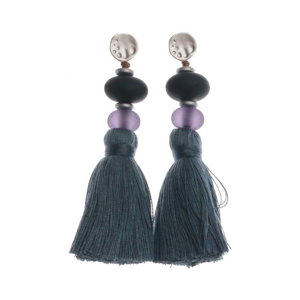 FRINGED RESIN BEADS EARRINGS