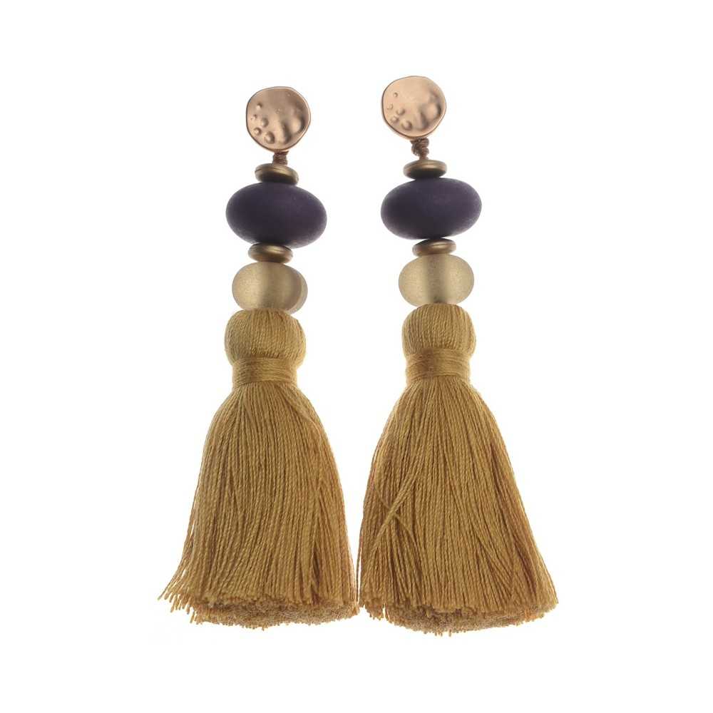 FRINGED RESIN BEADS EARRINGS