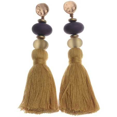 FRINGED RESIN BEADS EARRINGS