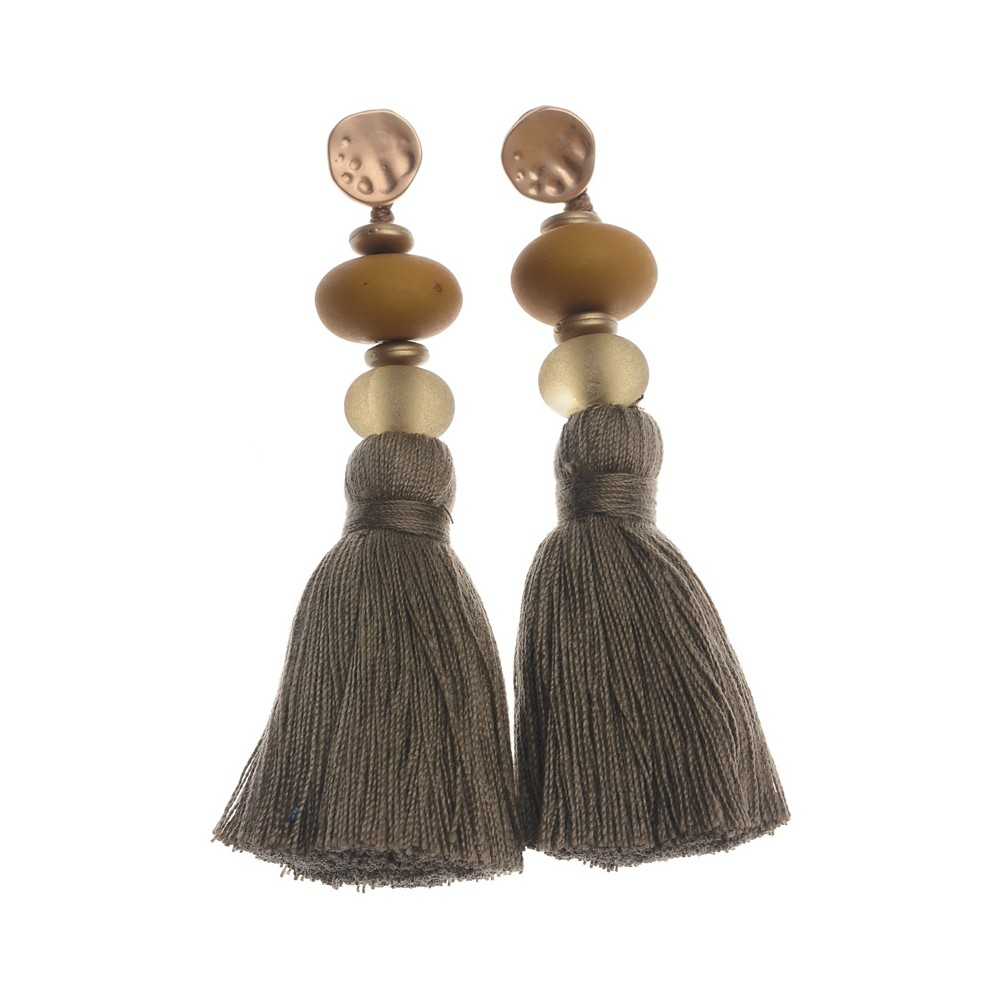 FRINGED RESIN BEADS EARRINGS