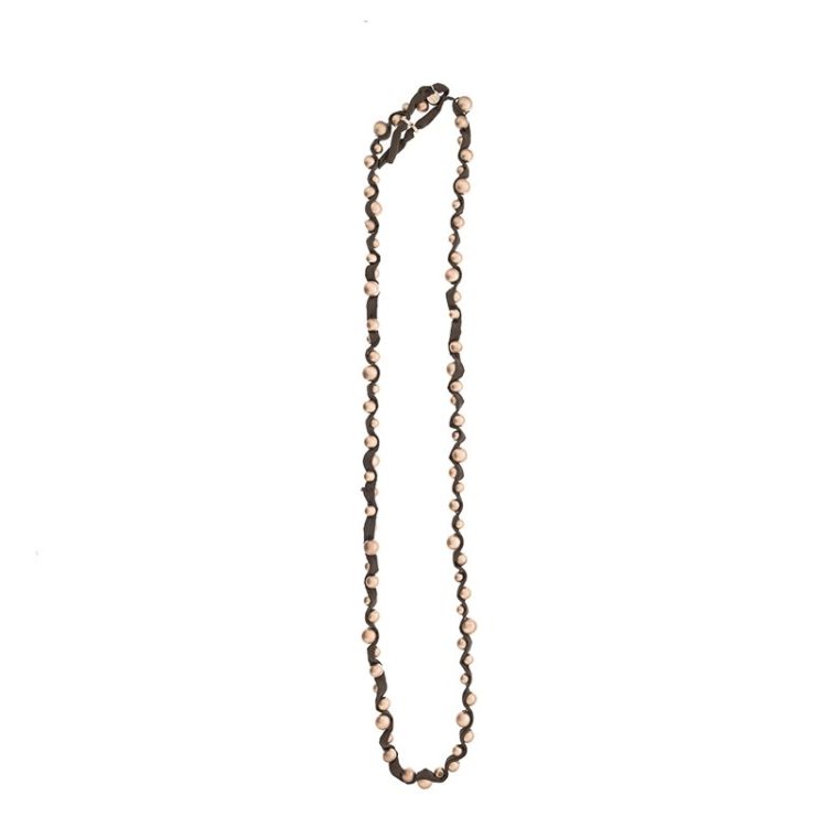 LONG TUBE NECKLACE WITH IMITATION METAL BEADS