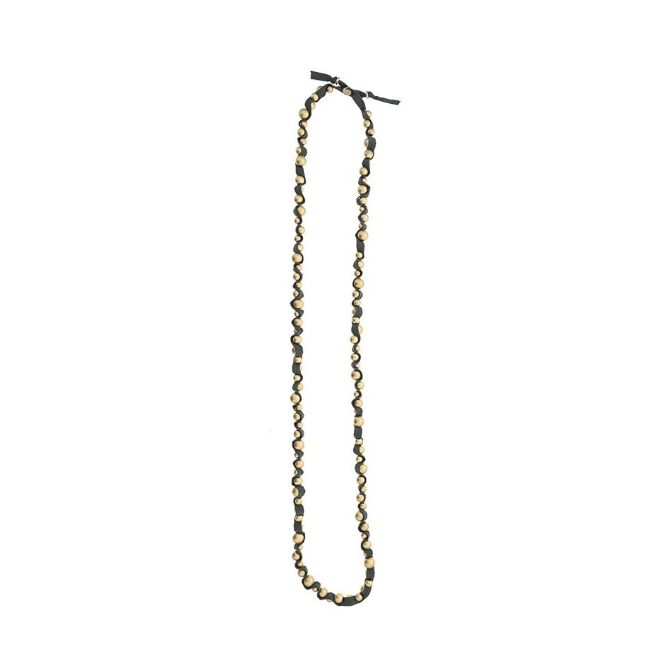 LONG TUBE NECKLACE WITH IMITATION METAL BEADS