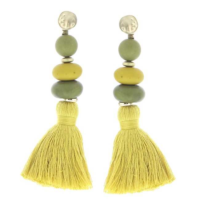 FRINGED RESIN BEADS EARRINGS