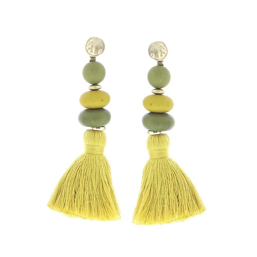 FRINGED RESIN BEADS EARRINGS