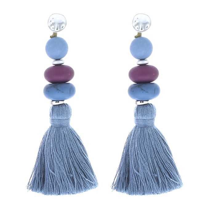 FRINGED RESIN BEADS EARRINGS