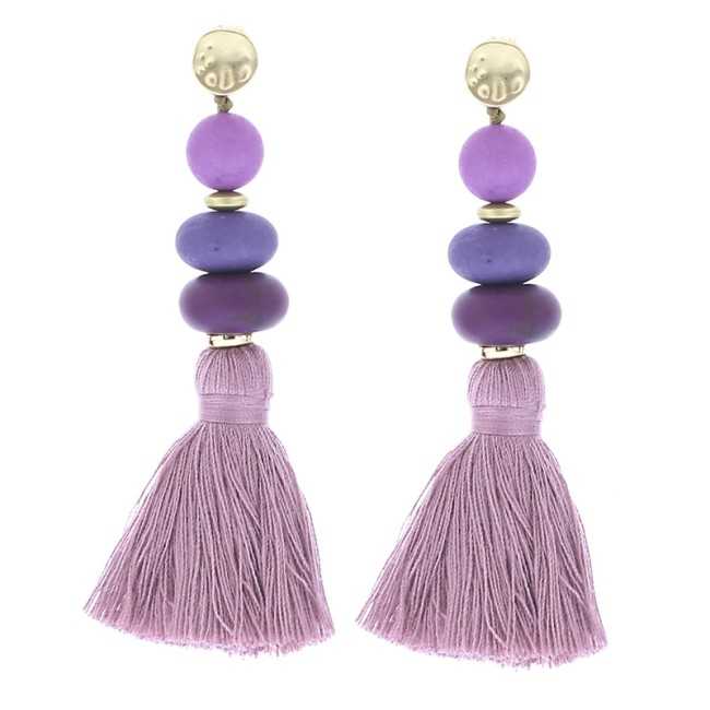 FRINGED RESIN BEADS EARRINGS