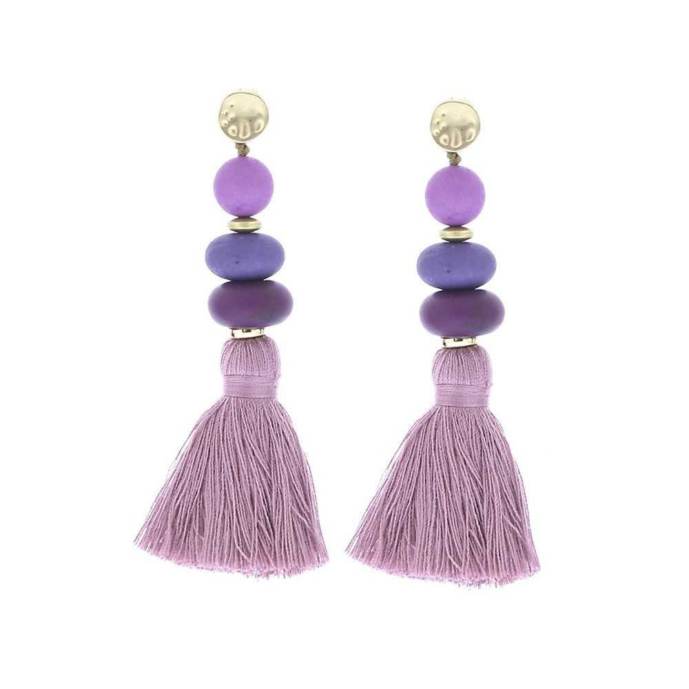 FRINGED RESIN BEADS EARRINGS