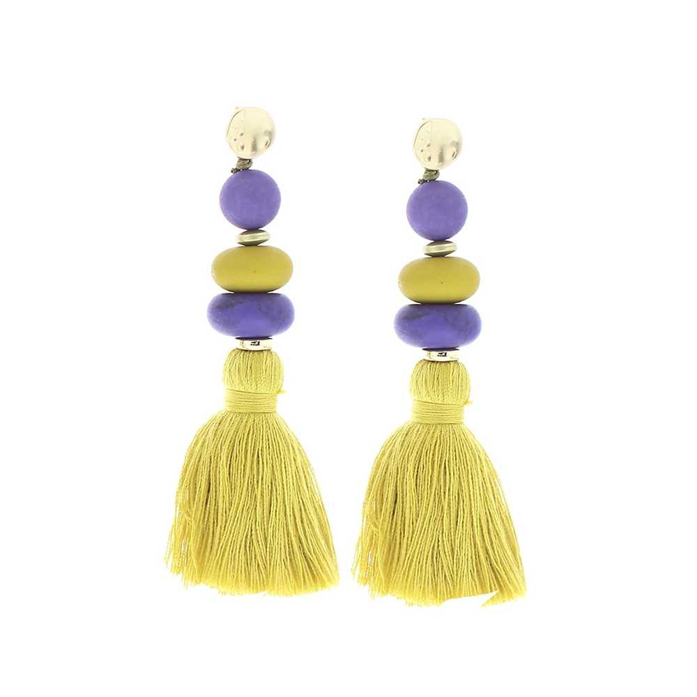 FRINGED RESIN BEADS EARRINGS