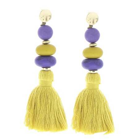 FRINGED RESIN BEADS EARRINGS