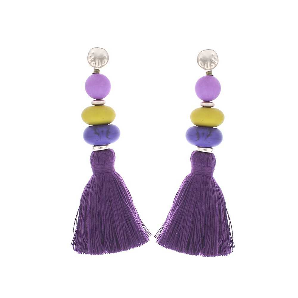 FRINGED RESIN BEADS EARRINGS