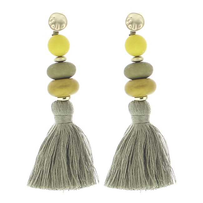 FRINGED RESIN BEADS EARRINGS