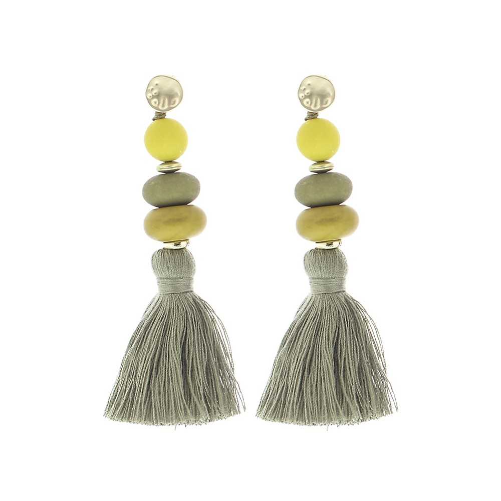 FRINGED RESIN BEADS EARRINGS