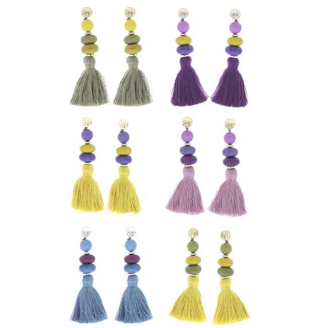 FRINGED RESIN BEADS EARRINGS