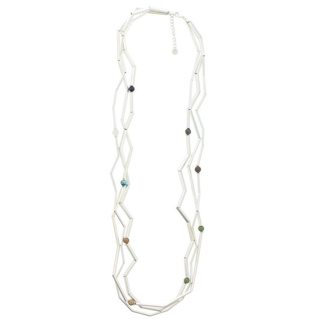 COLLAR LARGO / GARGANTILLA TUBOS CUADRADOS PIEDRAS