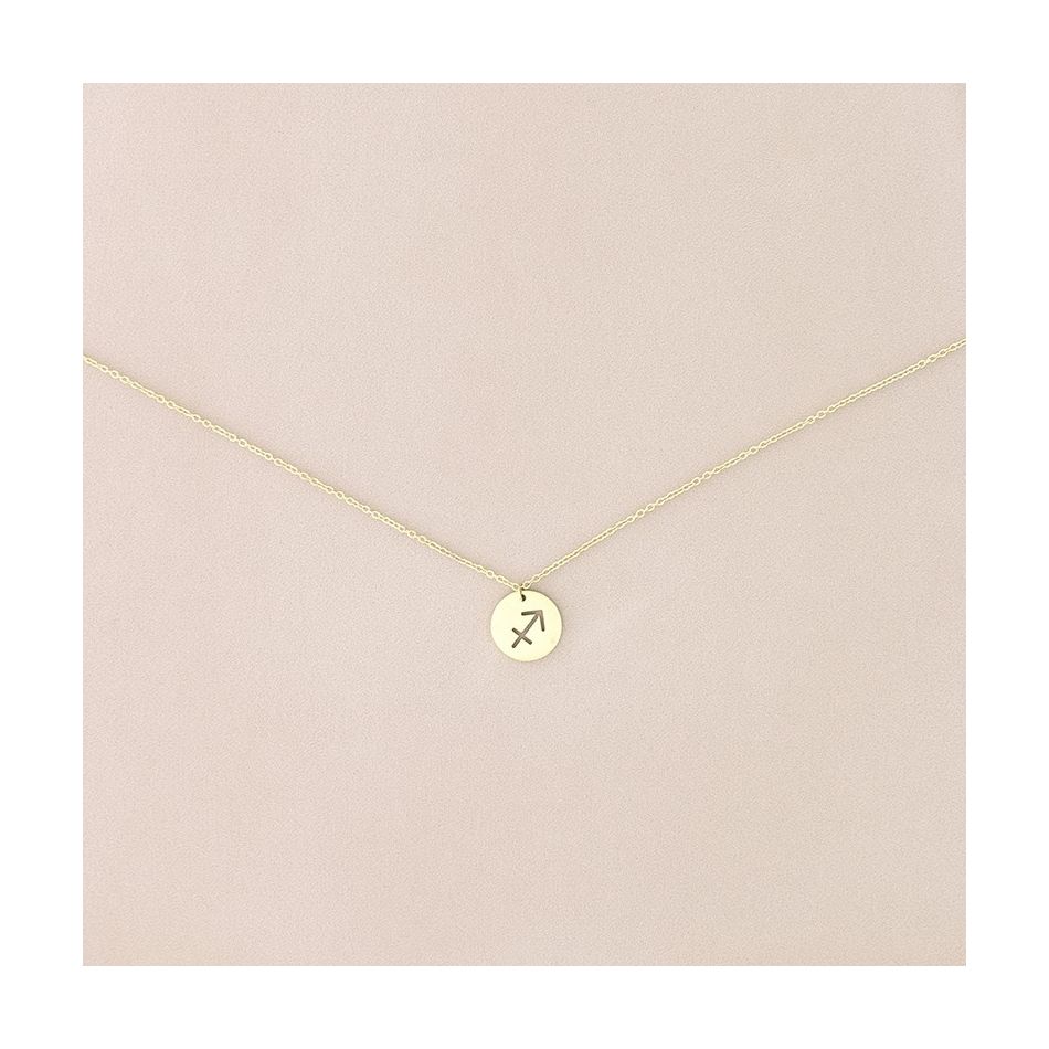 SAGITTARIUS PLATE STEEL SHORT NECKLACE