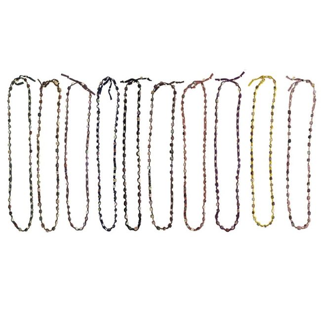 LONG TUBE NECKLACE WITH METAL IMITATION BEADS STONES