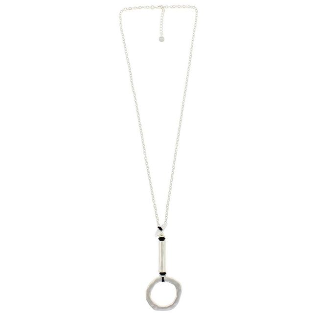LONG NECKLACE WITH METAL RING PENDANT