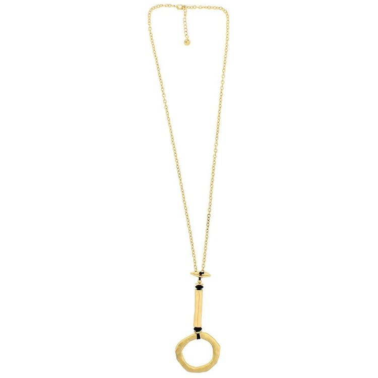 LONG NECKLACE WITH METAL RING PENDANT