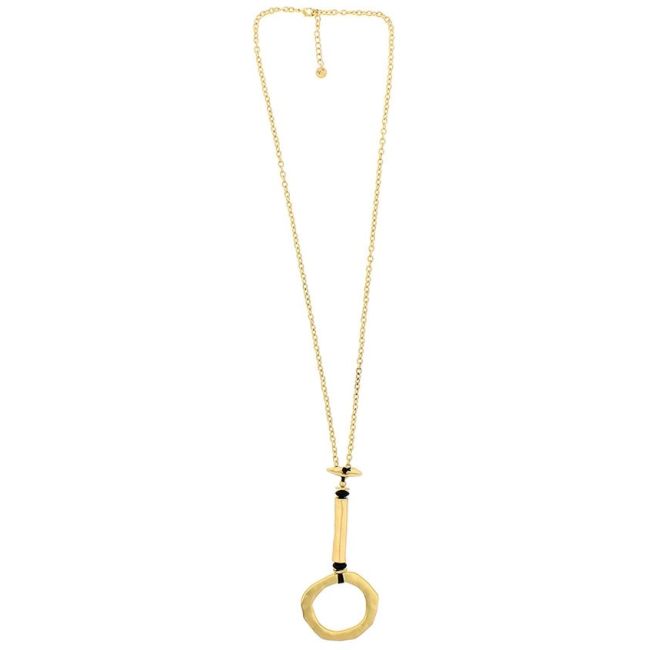 LONG NECKLACE WITH METAL RING PENDANT