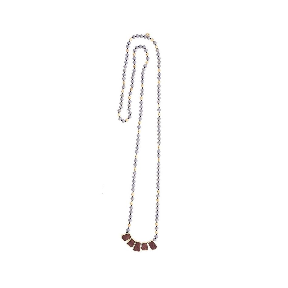 LONG CRYSTAL NECKLACE WITH LINED BEADS