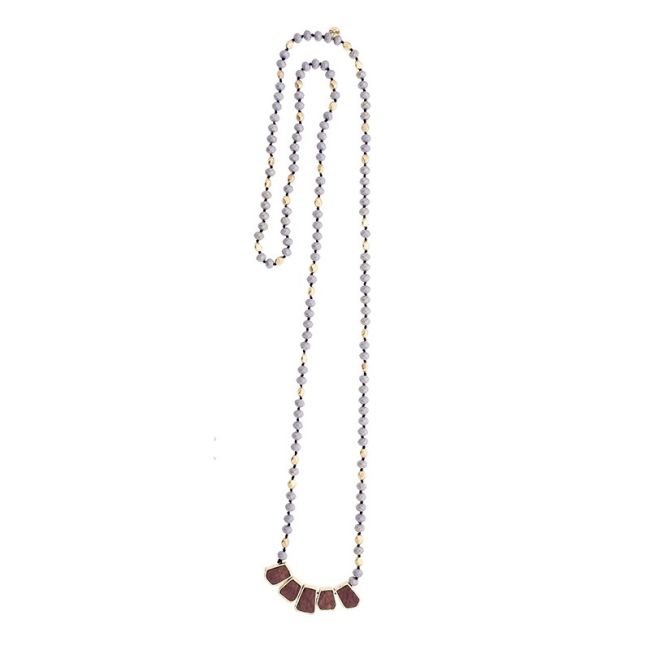 COLLAR LARGO CRISTALES CUENTAS FORRADAS