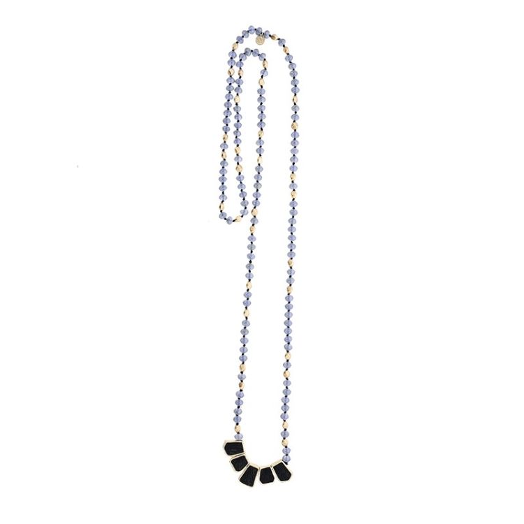LONG CRYSTAL NECKLACE WITH LINED BEADS 2