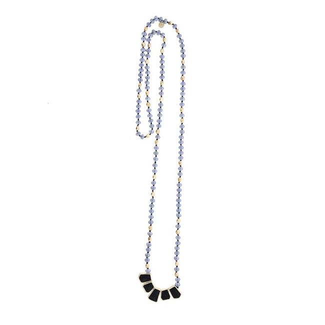 LONG CRYSTAL NECKLACE WITH LINED BEADS