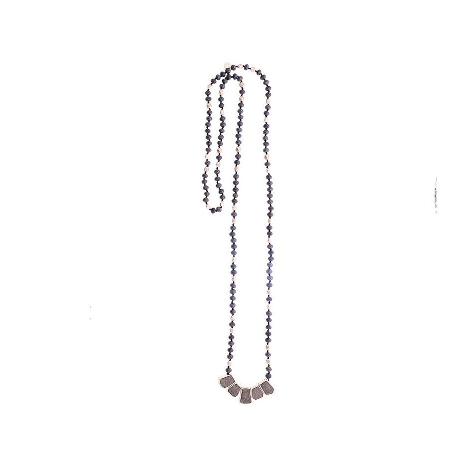 COLLAR LARGO CRISTALES CUENTAS FORRADAS