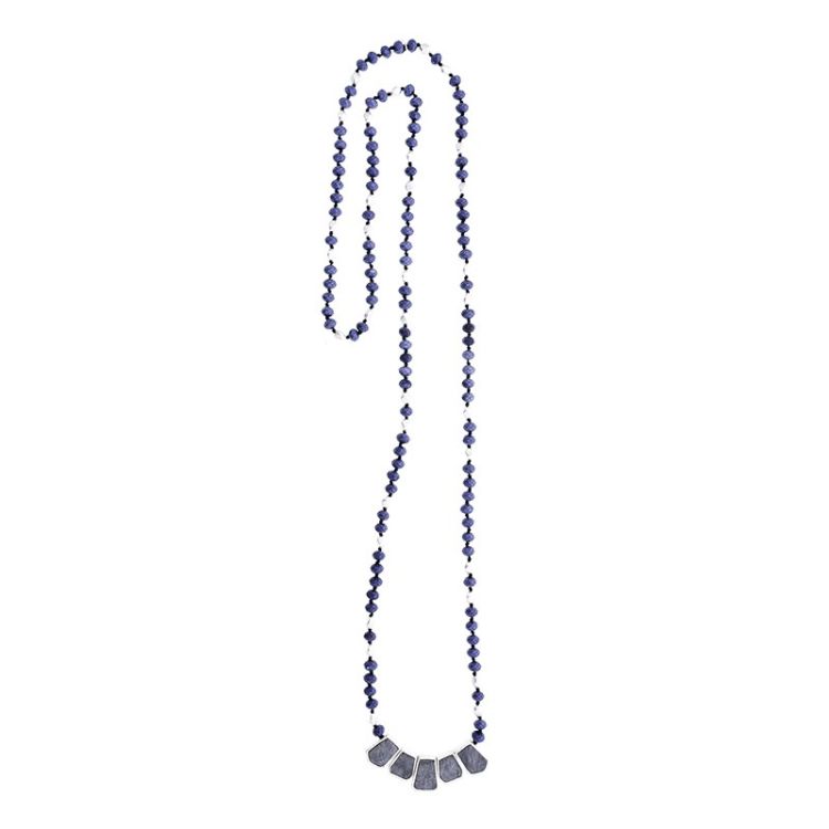 LONG CRYSTAL NECKLACE WITH LINED BEADS