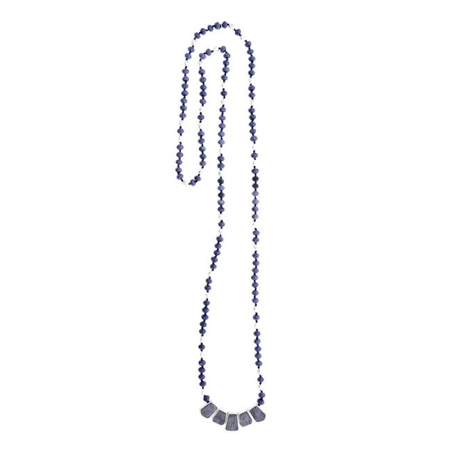 LONG CRYSTAL NECKLACE WITH LINED BEADS