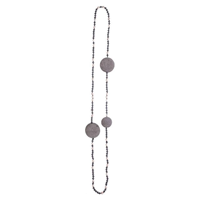 COLLAR LARGO CRISTALES MEDALLAS FORRADAS