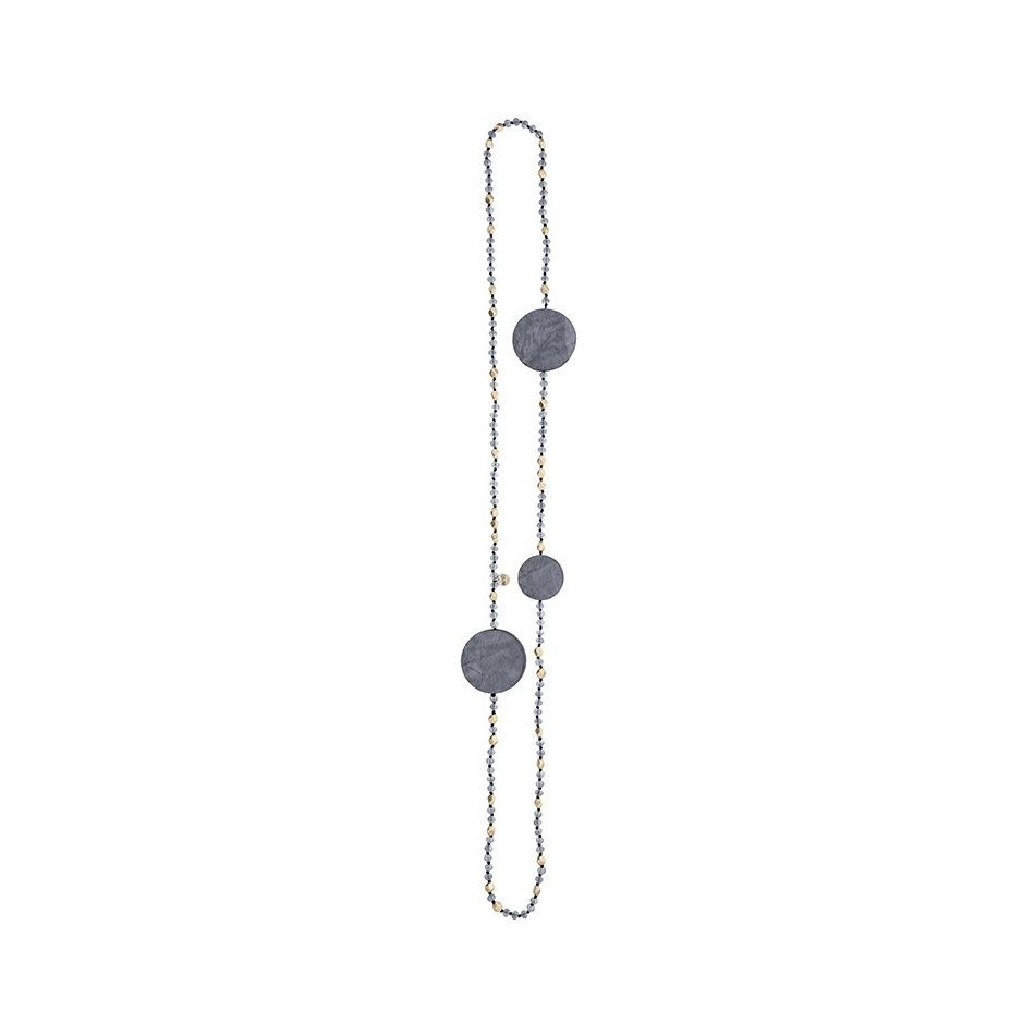 LONG CRYSTAL NECKLACE WITH LINED MEDALS