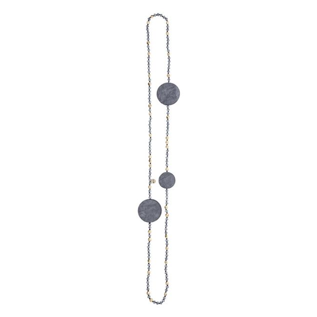 COLLAR LARGO CRISTALES MEDALLAS FORRADAS