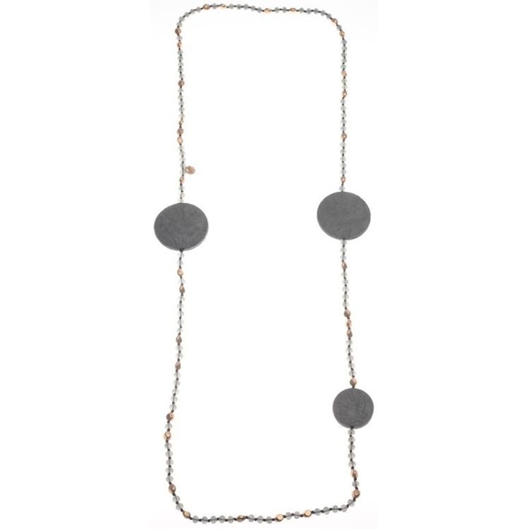LONG CRYSTAL NECKLACE WITH LINED MEDALS 2
