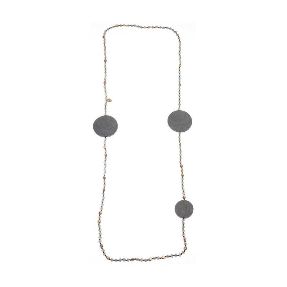 COLLAR LARGO CRISTALES MEDALLAS FORRADAS