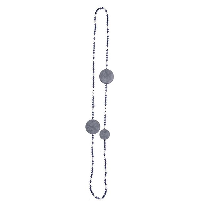 LONG CRYSTAL NECKLACE WITH LINED MEDALS