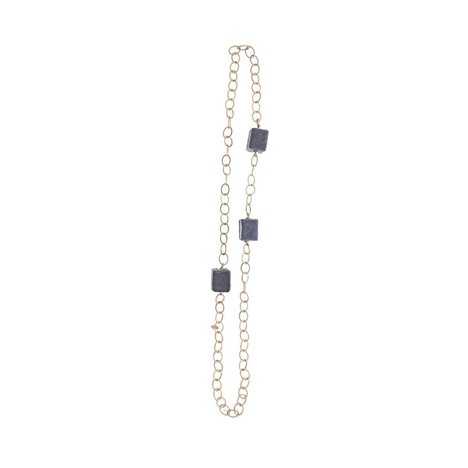 LONG CHAIN NECKLACE WITH LINED CUBES