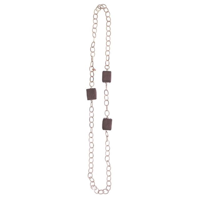 COLLAR LARGO CADENA CUBOS FORRADOS