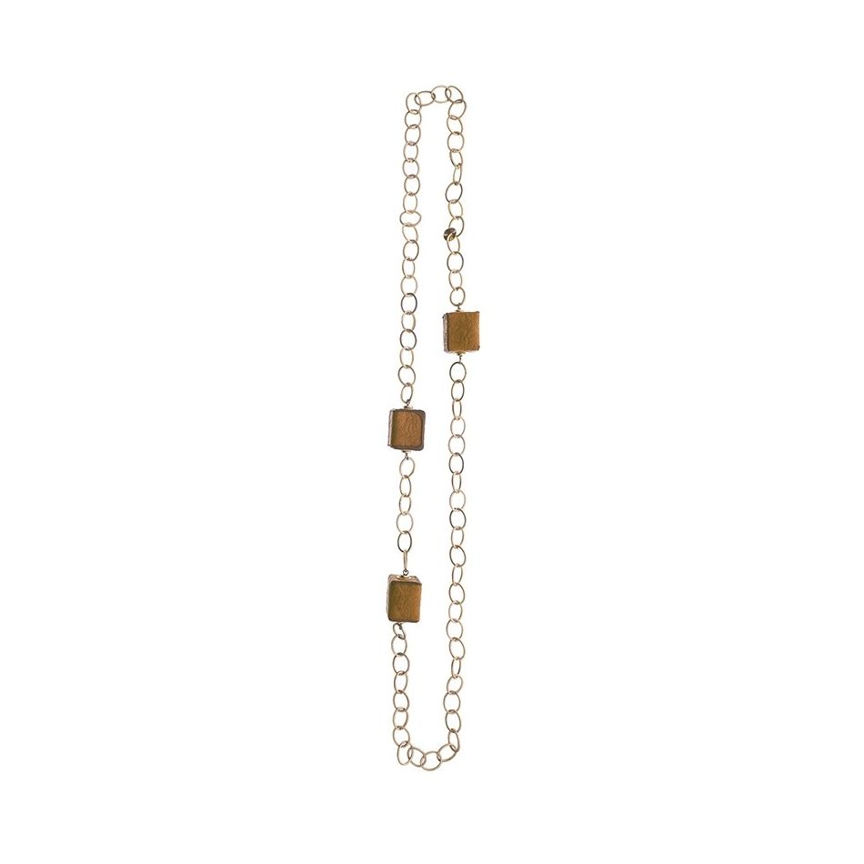 LONG CHAIN NECKLACE WITH LINED CUBES