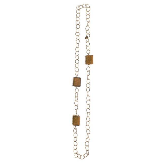 COLLAR LARGO CADENA CUBOS FORRADOS