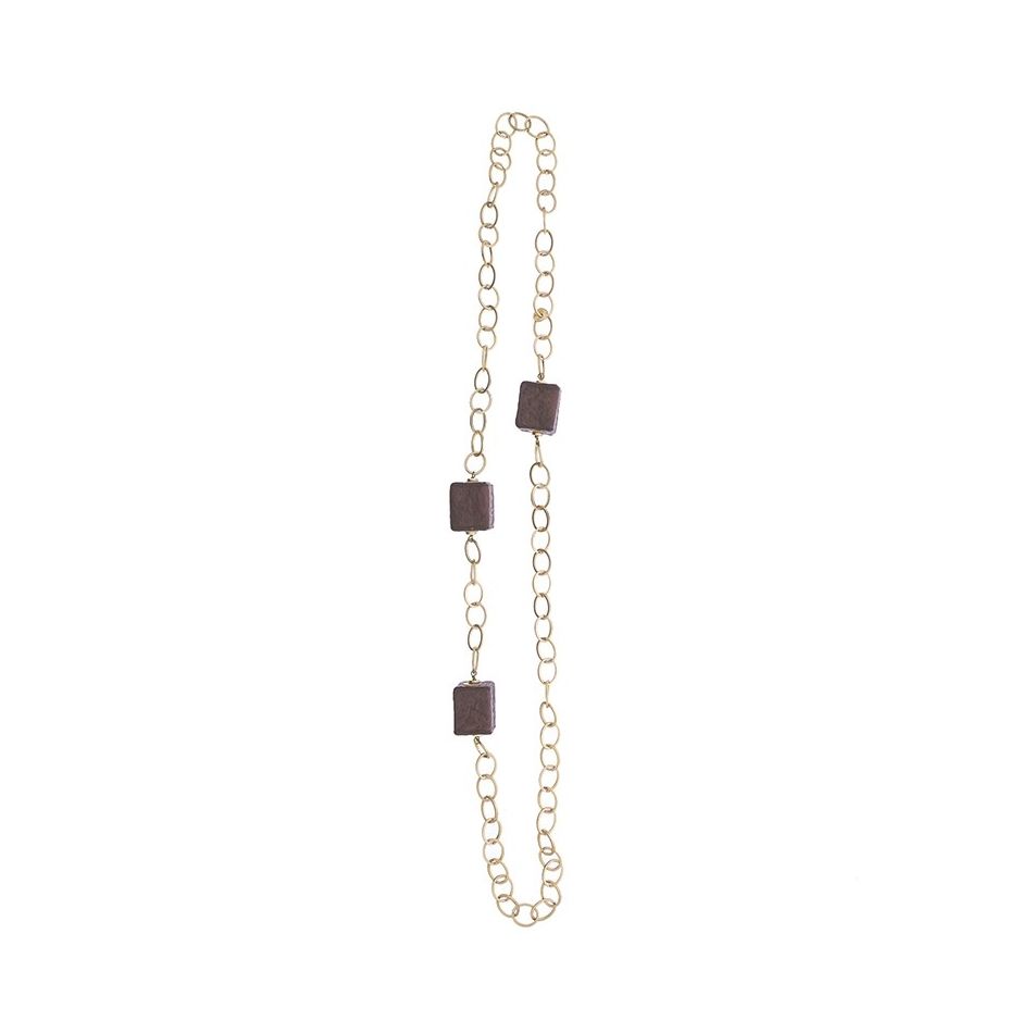 COLLAR LARGO CADENA CUBOS FORRADOS