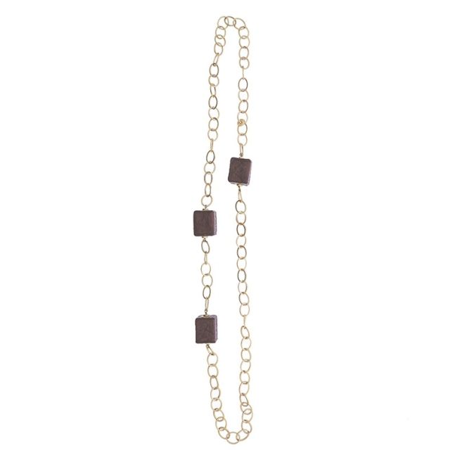 COLLAR LARGO CADENA CUBOS FORRADOS
