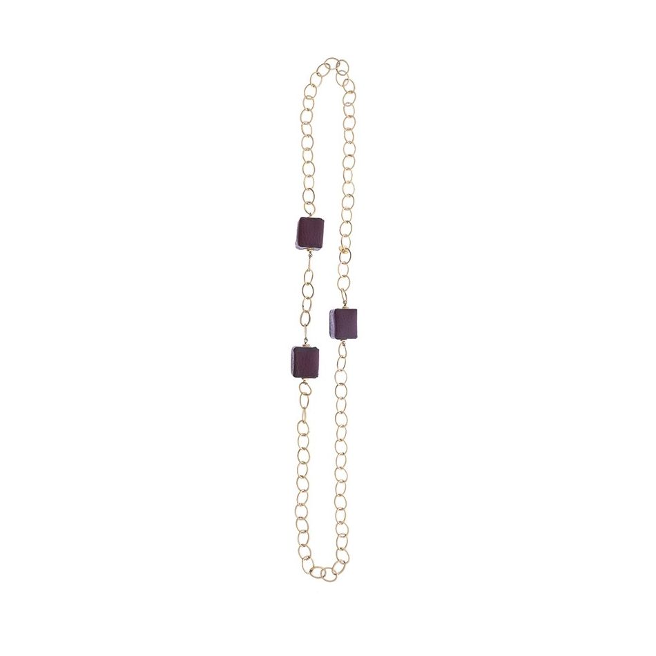 LONG CHAIN NECKLACE WITH LINED CUBES