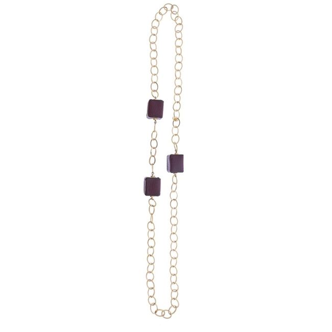 LONG CHAIN NECKLACE WITH LINED CUBES