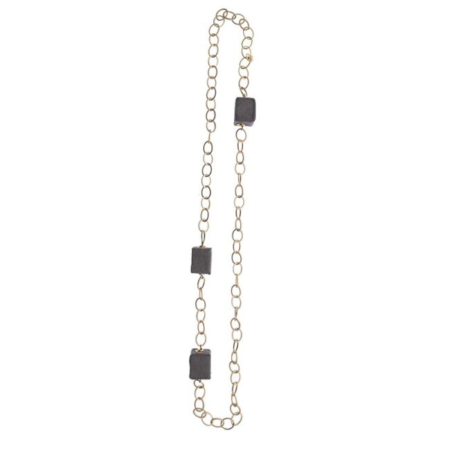 COLLAR LARGO CADENA CUBOS FORRADOS