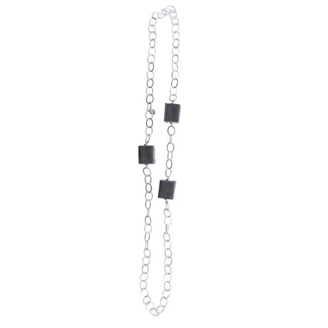 COLLAR LARGO CADENA CUBOS FORRADOS