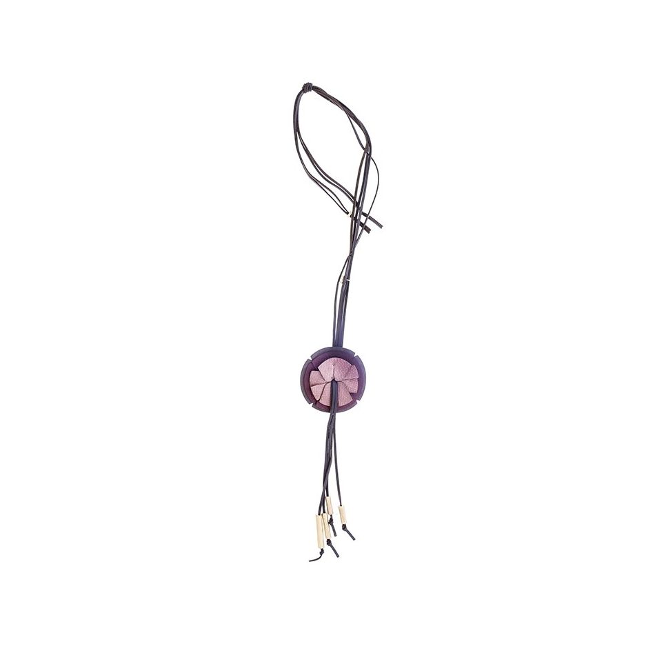 FRINGED IMITATION LEATHER FLOWER PENDANT LONG NECKLACE