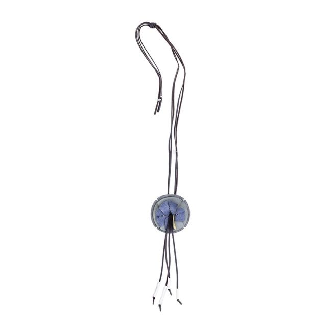 FRINGED IMITATION LEATHER FLOWER PENDANT LONG NECKLACE