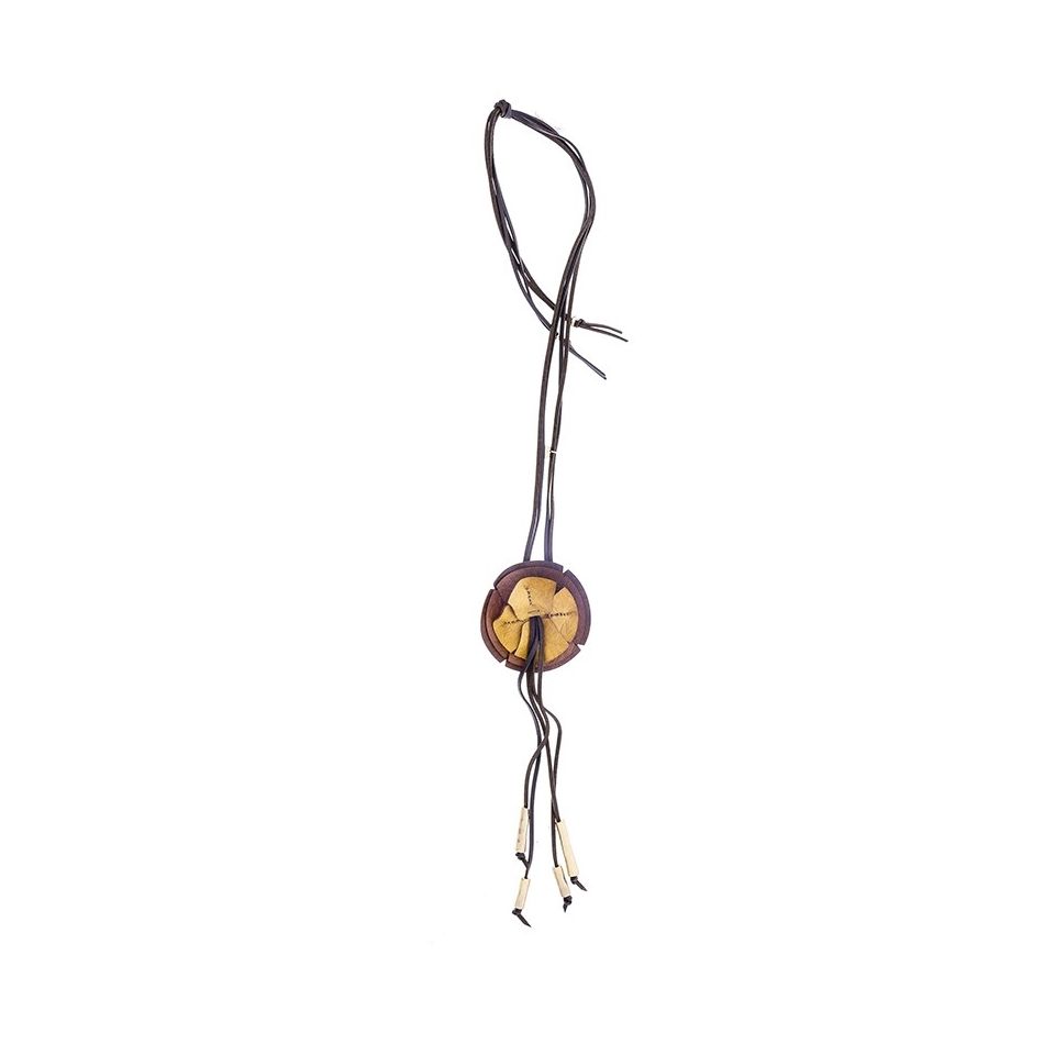 FRINGED IMITATION LEATHER FLOWER PENDANT LONG NECKLACE