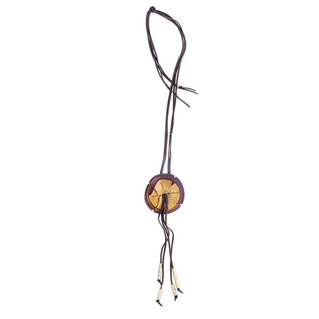 FRINGED IMITATION LEATHER FLOWER PENDANT LONG NECKLACE